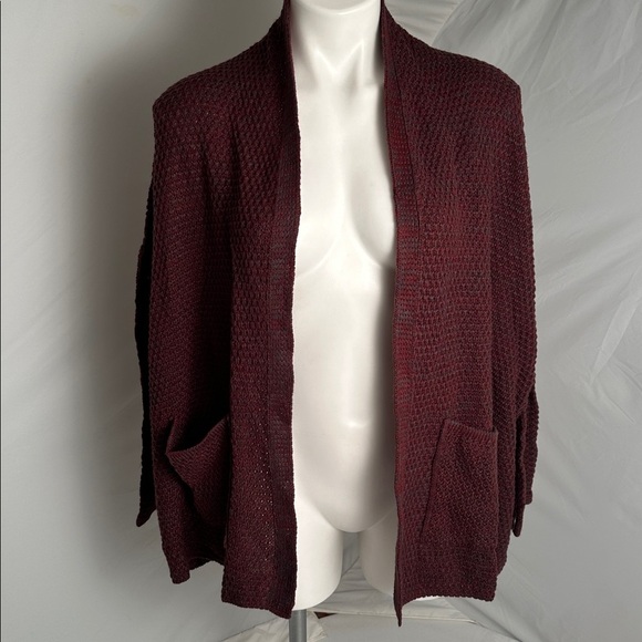 BDG burgundy and teal oversized open cardigan with pockets - Picture 1 of 10